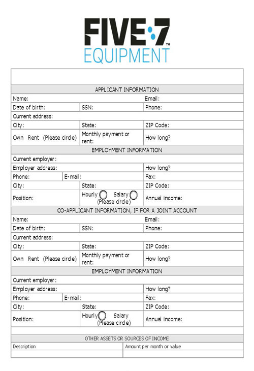 Download our Credit Application